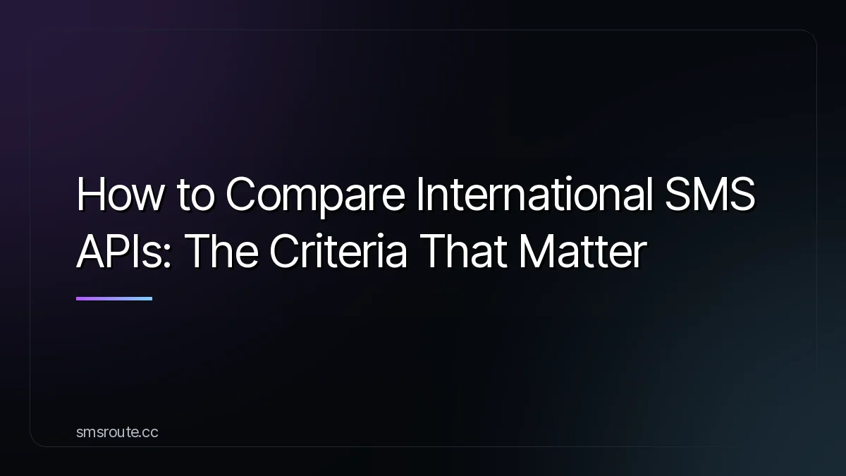 How to Compare International SMS APIs: The Criteria That Matter — smsroute